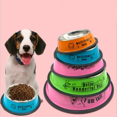 China Six Size Sustainable Non Slip Stainless Steel Dog Cat Food Water Bowl Slow Feeder Dispenser Bottle for sale