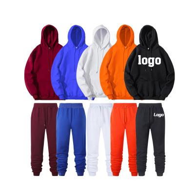 China Wholesale Anti-wrinkle Breath Print Embroidery Screen Printed Reflective Hoodie Custom Men's Sweatsuit Sport Hoodies And Tracksuit Set for sale