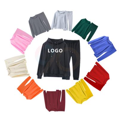 China Anti-Wrinkle Wholesale 100% Cotton Pants Long Sleeves White CustomUnisex Sweatpants And Hoodie Jogger Set for sale