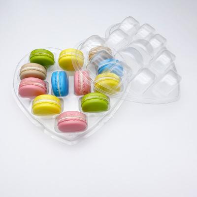 China 12 Recyclable Custom Heart Shaped Box Plastic Macaron Macaron Insert Tray Macaron Gift Box for sale