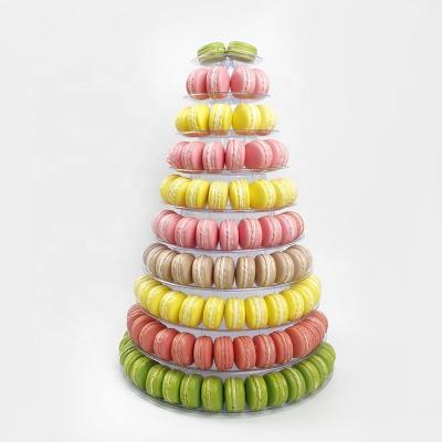 China Recycled Plastic Materials 10 Tiers Macaron Cookie Chocolate Clear Tower Display Stand Packaging for sale