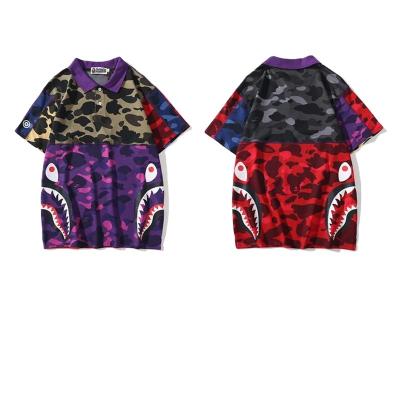 China Shark Monkey T-shirt Anti-wrinkle Fashion Lovely Lapel Shorts Sleeve T-shirt Unisex Casual Multi Layer Headwear for sale