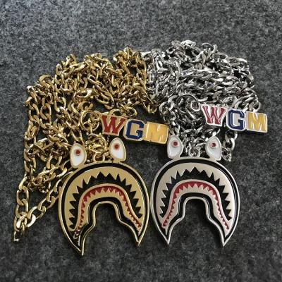 China Plus Size 2022 Fashion New Style Trend Hip Hop Style Jewelry Pendant Necklace Bape Shark Mouth Unisex Cartoon for sale