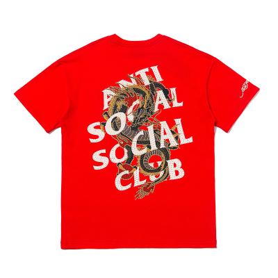 China Anti-Wrinkle Newcomer Asia Limited Chinese Dragon Totem Hot Rhinestone Print Assc T Shirt Hip Hop Loose Couple Antisocial T Shirt for sale