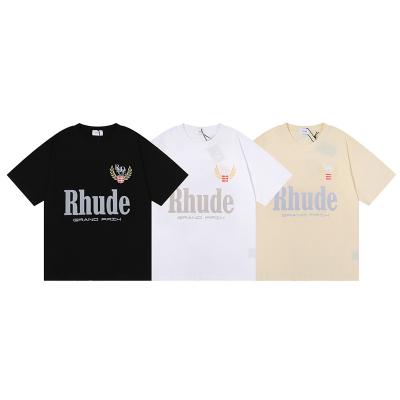 China Rhude Grand Prix unisex high quality casual printing of anti-pilling T-shirt 2022 plus size T-shirt loose round neck cotton T-shirt for sale