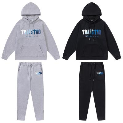 China Anti-wrinkle Autumn And Winter New Trapstar Sets Youth Casual Cotton Blue White Towel Embroidered Velvet Sweater Pants Sets for sale