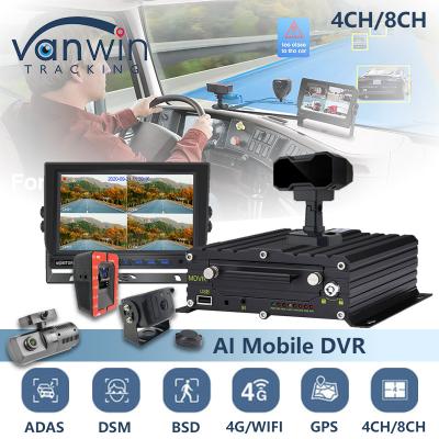 中国 8CH AI BSD ADAS DMS MDVR システム HD 1080P HDD モバイル DVR 4G GPS WIFI 機能付き 販売のため