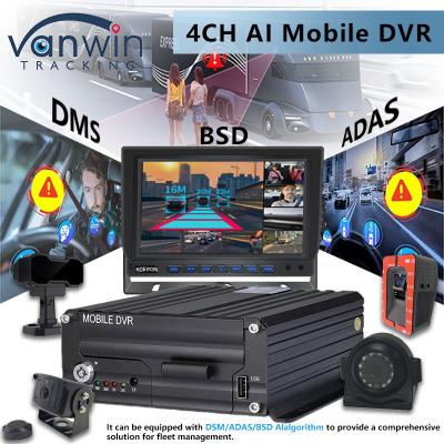 中国 4CH 5G CMSV6 System AI Mobile DVR With GPS ADAS BSD DMS H.265 MDVR for Car CCTV Monitor 販売のため