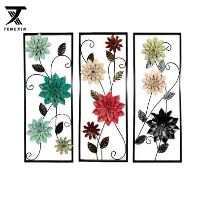 China Art Deco Flower Metal Flower Wall Art Sculpture Wall Hangings With For Home Decor for sale