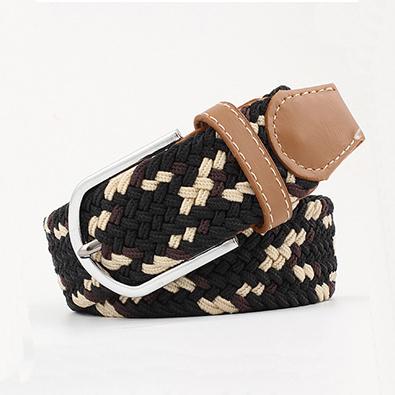 China Pin Buckle Belt Woven Canvas Men Women Multiple Colors Pin Buckle Belts Casual Knitted Elastic Expandable Braided Stretch Stretch Single Strap for sale