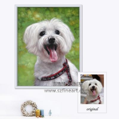 China Hot Perfect Oil Painting Christmas Gift Paintings Portrait Dog Painting Sample for sale