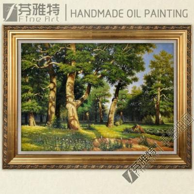 China Classic Oak Wood, 100% Handmade Landscape Oil Painting Canvas Reproductions by Ivan Ivanovich Shishkin for sale