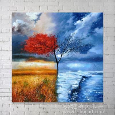 China Autumn Winter Natural Landscape Scenery Modern Impressionist Art Oil Painting On Canvas for sale