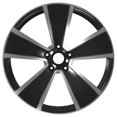 China 6061-T6 Aluminum Alloy Machined Black Face Flower 5 Spokes Rims 22 Inch 5x130 Wheels For Sale for sale