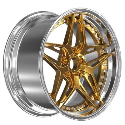 China 6061-T6 Aluminum Alloy R19 Rim Cerchi 19 8 Wheels Silver And Gold Chromium Rims 2 Piece Wheels for sale