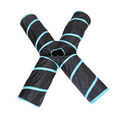 China Viable 4 Way Collapsible Cat Tunnel Cat Toy Pet Products Wholesale In Stock Cat Toy for sale