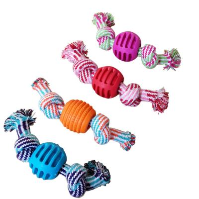 China Dogs Dog Teething Toy Tpr Ball Rope Cleaning Toy For Small Dog for sale