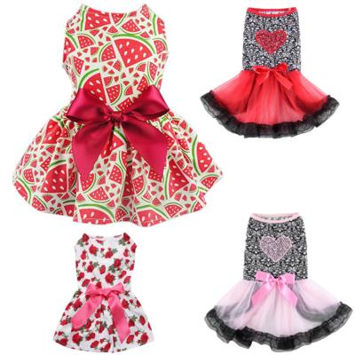 China Fashion Polka Dot Ribbon Cozy Sleeveless Summer Dog Shirt Luxury Cute Sundress Dog Dress for sale