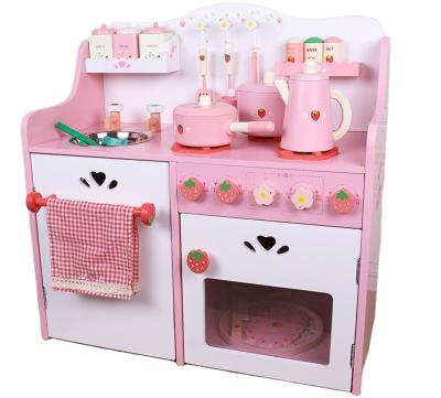 China 2021 Wooden Wholesale Child Kitchen Play Set Funny Cooking Toy For Girls Children Pretend Play House for sale