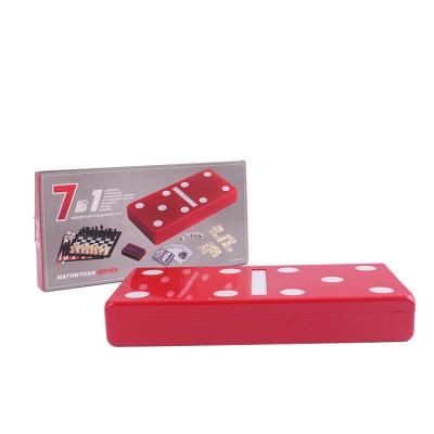 China Plastic Classic 7 in 1 Magnetic Domino Board Game Set for Indoor Family Fun for sale