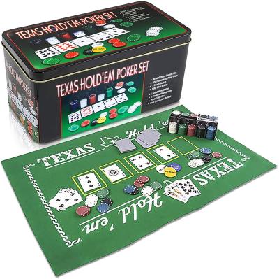 China Plastic Customize Texas Hold'em Poker Game Set With Tin Storage Box for sale