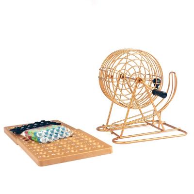 China Deluxe 6 Inch Metal Bingo Metal Wire Bingo Cage Game Bingo Set With 75 Ball 150 Card for sale