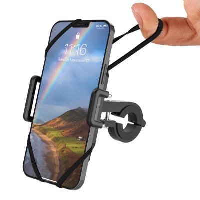 China Universal Adjustable Aluminum Alloy Bike Phone Holder Silicone Strap Protector Phone Mount For Cycling for sale