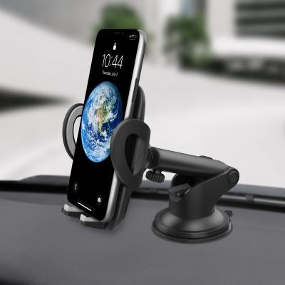 China Upgrade Adjustable Suction Cup Specially Designed Curvy Dash One Button Release Cradle Car Mobile Phone Holder For Car for sale