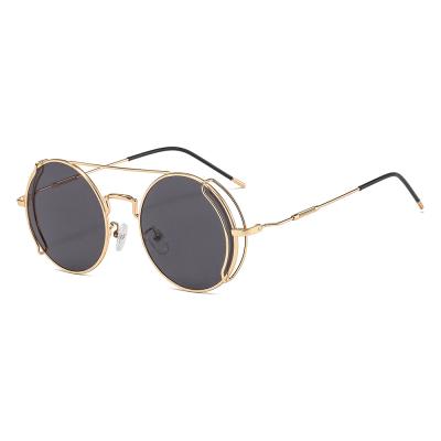 China Brand New Round Metal Circle Sun Glasses Brand Design Vintage Mens Round Steampunk Sunglasses Women for sale