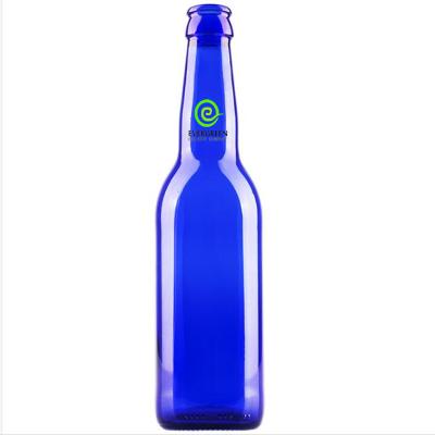 China Beverage 330ml Crown Cap Cobalt Blue Beer Bottle, No Paint for sale