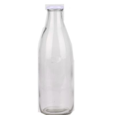 China Beverage 1000ml Clear Reusable Empty Glass Milk Juice Drinking Beverage Bottle 1 Liter Large for sale