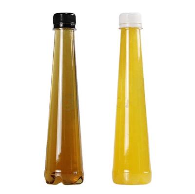 China Empty Clear Plastic Beverage 250ml Juice Bottles Eiffel Tower Bottle PET With Visible Tamper Caps for sale