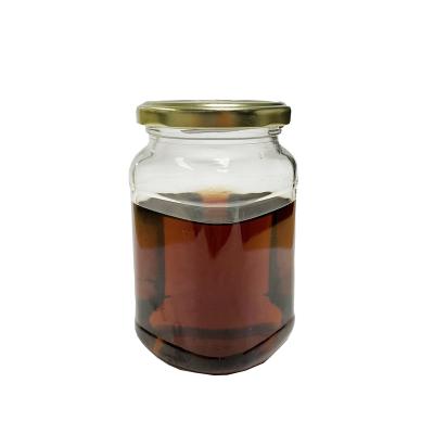 China Custom Heatable Empty Clear Glass Seasoning Pickle Storage Jar 370ml Storage Container With Metal Lid for sale