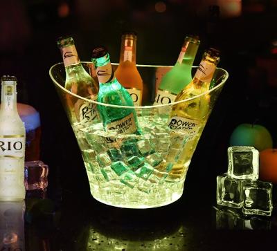 China Promotion 4 Bottle 6L Whiskey Alcohol Viable Advertising Cooler Lighting Plastic Champagne LED Ice Bucket for sale