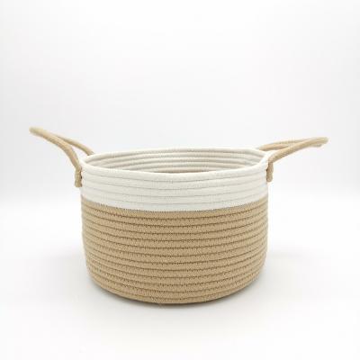 China Sustainable Small Cotton Rope Laundry Storage Basket for sale