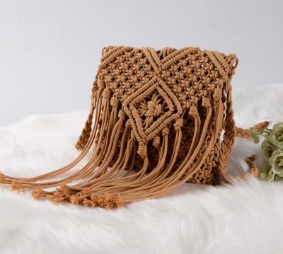 China 100% Eco-Friendly Women Crochet Tassel Shoulder Purse Cross - Body Macrame Bag for sale