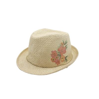 China Image raffia Straw Hat Lady Straw Hat printing Straw Bag brim and hat short set for sale