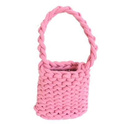 China Fashion Handmade Woven Cotton Rope Tote Straw Beach Bag for sale