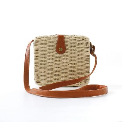 China 100% Eco - Friendly Small Rectangles Straw Bag For Women Woven Cross - Body Handbag for sale