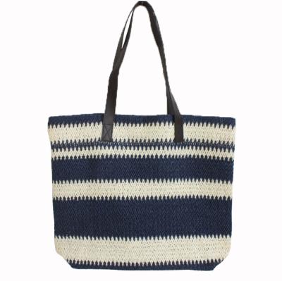 China Stripe Straw Handbag HIFA Summer Straw Bag Paper Knitting Straw Crochet Handbag for sale