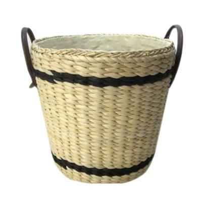 China 100% Eco-friendly Corn Straw Husk Basket Round Laundry Baskets for sale