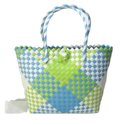 China Storage for Diamond Plastic Straw Shopper Woven Indoor and Outdoor Shopping Basket for sale