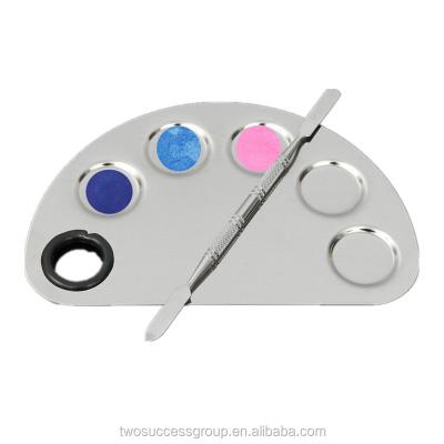 China High Quality Makeup Palette Stainless Steel Makeup Blending Cosmetic Palette Easy With Spatula for sale