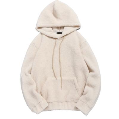 China China Customized Winter OEM Sustainable Fabric Woolen Hoodies Heavy Unisex White Solid Warm Pullover Fleece for sale