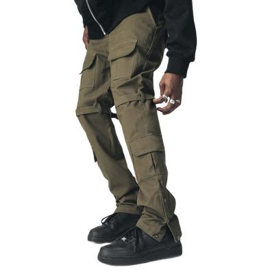 China OEM 2021 Plus Size Custom Made Button Detailing Streetwear Cargo Pants Track Khaki Cargo Pants Mens Jogger Pants With Side Pockets for sale