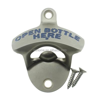 China Sustainable OPEN HERE Zinc Alloy Wall Mount BOTTLE Opener for sale