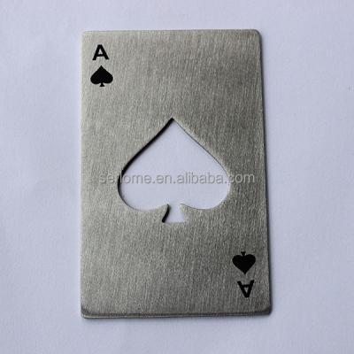 China Viable Ace Playing Card Poker Casino Ace of Spades Bar Beer Stainless Steel Bottle Opener for sale