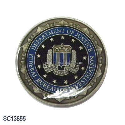 China Custom Europe Logo Soft Enamel Souvenir Metal FBI Challenge Coins for sale