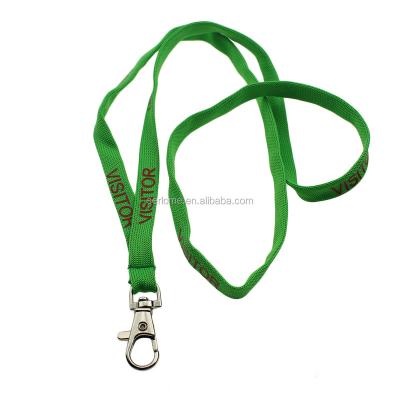 China Custom Logo Green Printed Cell Phone Woven Lanyard Nylon Printing Keychain Holder Lanyard Necklace Strap Knitted Webbing Promotional Gift for sale