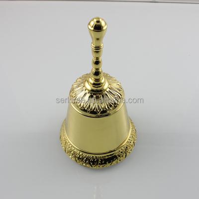 China Global Custom Zinc Alloy Souvenirs Tourism Metal Gold Color Art Crafts Dinner Bell for sale